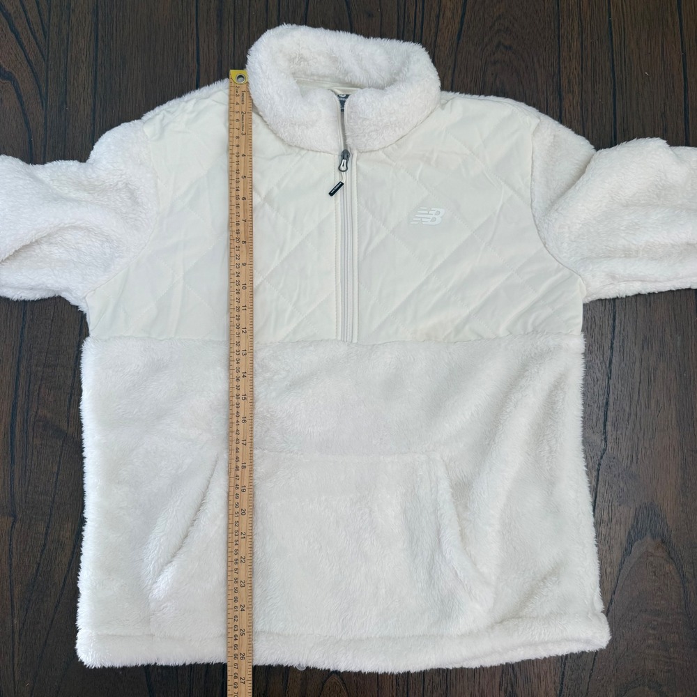 New Balance Womens XL Cream Quilted Sherpa Fleece Quarter Zip Pullover Jacket - Picture 7 of 7